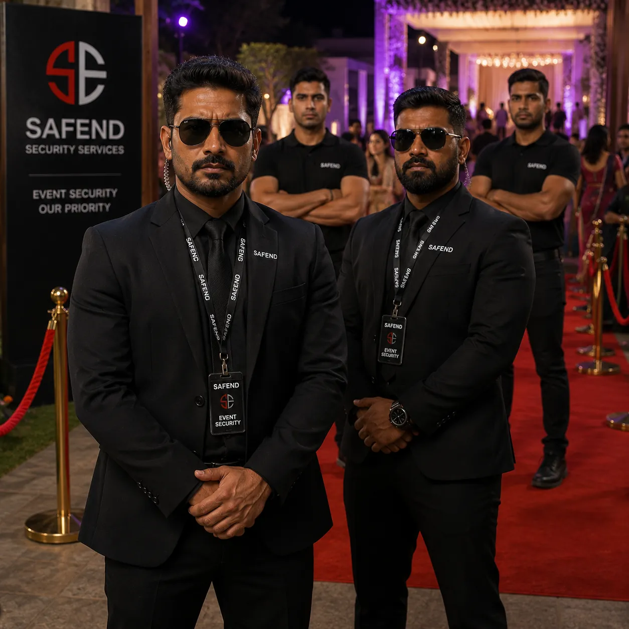 Event security team managing crowd entry at a live event
